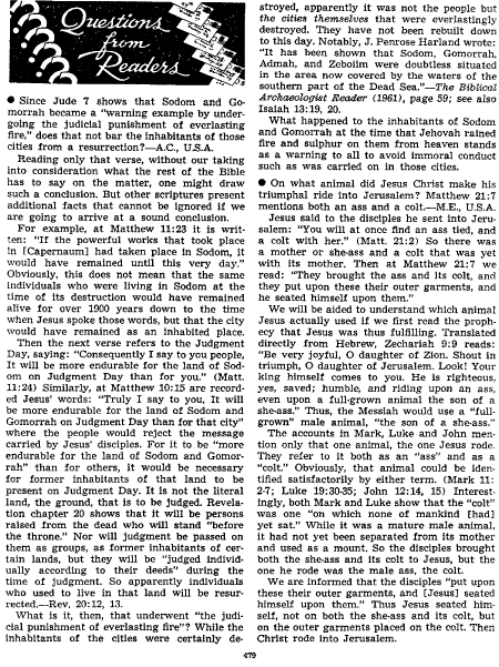 [Will the men of Sodom be resurrected? YES, according to THE WATCHTOWER August 1, 1965, page 479]